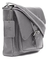 WILDHORN Original Leather 9 inch Sling Bag for Men I Multipurpose Crossbody Bag I Travel Bag with Adjustable Strap I DIMENSION: L- 8 inch H- 9 inch W- 3 inch (Grey)-thumb1