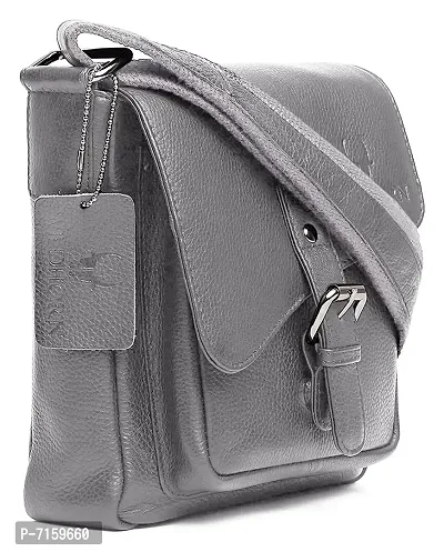 WILDHORN Original Leather 9 inch Sling Bag for Men I Multipurpose Crossbody Bag I Travel Bag with Adjustable Strap I DIMENSION: L- 8 inch H- 9 inch W- 3 inch (Grey)-thumb2