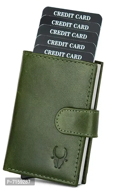 WILDHORN Wildhorn India Green Leather Unisex RFID Card Holder (WHCRD001)