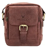 WILDHORN Original Leather 9 inch Sling Bag for Men I Multipurpose Crossbody Bag I Travel Bag with Adjustable Strap I DIMENSION: L- 8 inch H- 9 inch W- 3 inch (TAN HUNTER)-thumb1