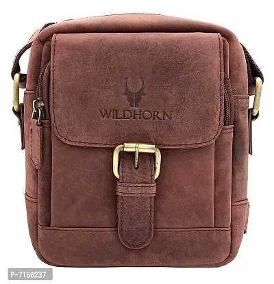 WILDHORN Original Leather 9 inch Sling Bag for Men I Multipurpose Crossbody Bag I Travel Bag with Adjustable Strap I DIMENSION: L- 8 inch H- 9 inch W- 3 inch (TAN HUNTER)-thumb2