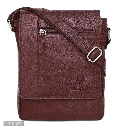 WILDHORN Leather 8.5 inch Sling Messenger Bag for Men I Multipurpose Crossbody Bag I Travel Bag with Adjustable Strap I DIMENSION: L- 8.5inch H- 10.5inch W- 3inch-thumb0