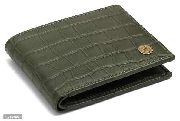 WILDHORN Men's RFID Protected Leather Wallet (Green PL Croco)