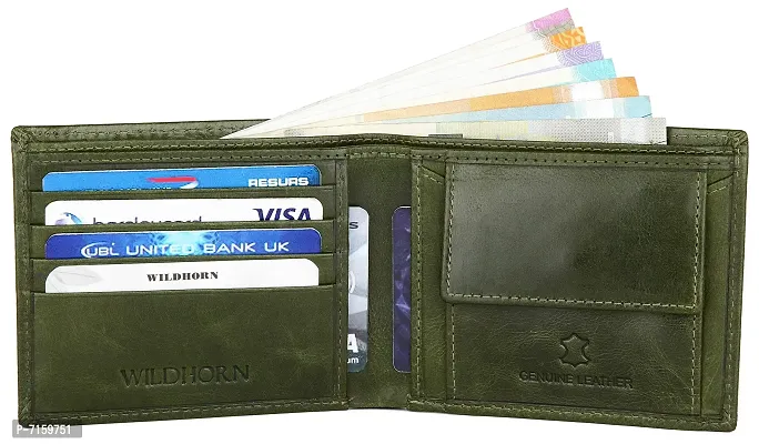 WildHorn Green Leather Men's Wallet and Card Holder (RAKHIGIFT1173)-thumb3