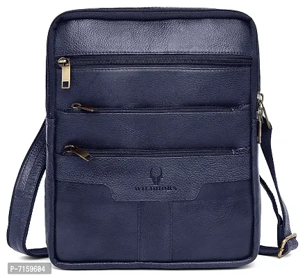 Leather Messenger Bag For Men (BLUE)