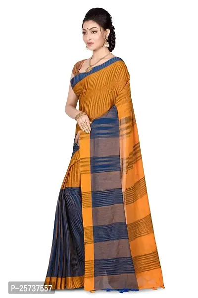 BENGAL HANDLOOM Ikkat Cotton Exclusive Saree With Blouse Piece(Color- Orange)-thumb2