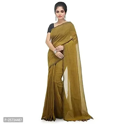 BENGAL HANDLOOM Women's Woven Cotton Saree With Blouse Piece (BHMLML4_Gold)-thumb0