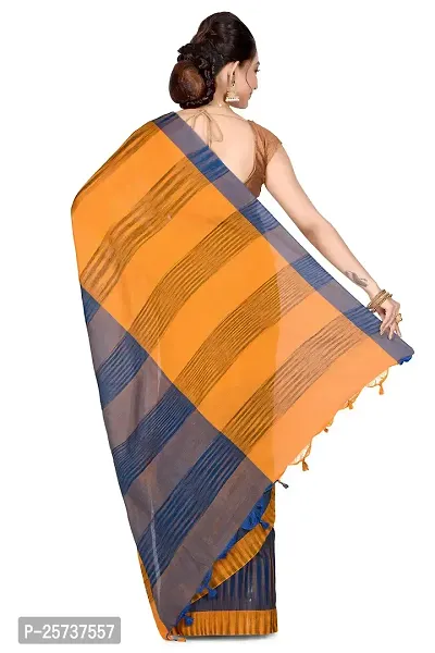 BENGAL HANDLOOM Ikkat Cotton Exclusive Saree With Blouse Piece(Color- Orange)-thumb3