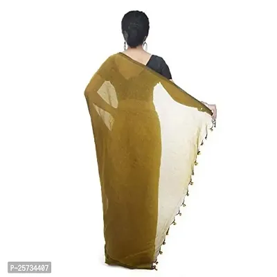 BENGAL HANDLOOM Women's Woven Cotton Saree With Blouse Piece (BHMLML4_Gold)-thumb3