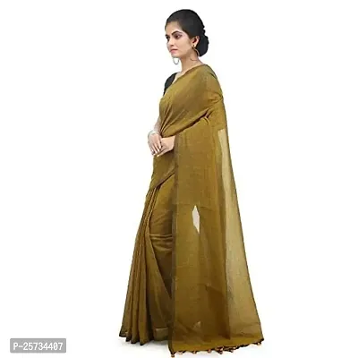 BENGAL HANDLOOM Women's Woven Cotton Saree With Blouse Piece (BHMLML4_Gold)-thumb2