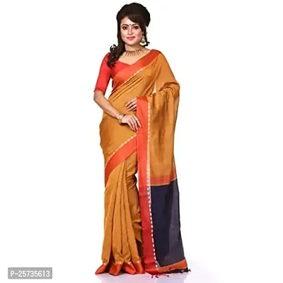 BENGAL HANDLOOM Women's Woven Cotton Silk Saree With Blouse Piece (HTSR11_Gold)