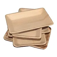 Leaf Tree Tableware Areca Deep Profile Rectangular Plate Disposable Crockery Biodegradable Party Tableware Disposable Tableware Compostable (9 x 6 inch, Beige) -25 Pieces-thumb3