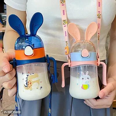 X Pulse Bunny ears cartoon water bottle tritan BPA Free Straw Water Bottle 350 ml Water Bottle-thumb3