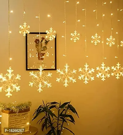 X Pulse Snowflake LED Curtain Lights for Christmas, Diwali, Wedding, Window, Festive, 2.5 m, (6+6, Pack of 1) Warm White Light, Diwali Lights, Lights for Diwali-thumb3