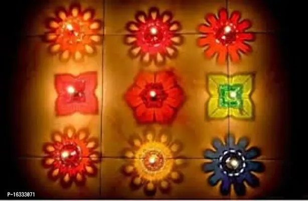 X Pulse 4 different desighns Designer Transparent Diya Deepak 3D Reflection Diya Combo Special Reusable Colourful Decorative Diwali Oil Diya for Decoration , (Set of 36  , Multcolor)-thumb2