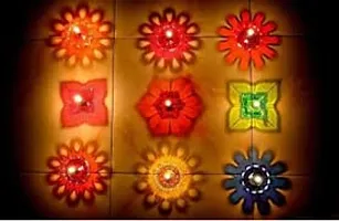 X Pulse 4 different desighns Designer Transparent Diya Deepak 3D Reflection Diya Combo Special Reusable Colourful Decorative Diwali Oil Diya for Decoration, ( Set of 48,  Multicolor)-thumb1