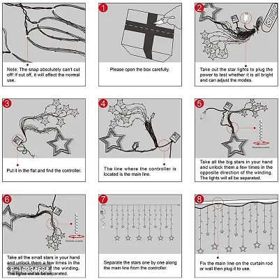 X Pulse 12 Stars 138 Led Curtain String Lights Window Curtain Lights With 8 Flashing Modes Decoration For Christmas, Wedding, Party, Home, Patio Lawn Warm White (138 Led-Star, Copper, Pack of 1)-thumb3