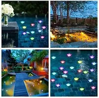 X Pulse Pack of 3 Compatible Water Floating Flower Lotus Led Candle TeaLight (Color-Multicolor)-thumb1