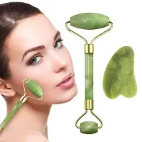 X Pulse Facial Massager Jade Roller  Gua Sha Tool Natural Himalayan Stone for Face Neck Healing Skin Wrinkles  Serum Application-thumb1