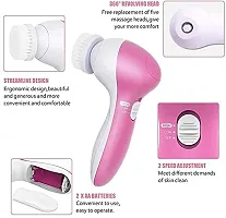X Pulse 5 in 1 Portable Electric Facial Cleaner Battery Powered Multifunction Massager, Face Massager, Facial Machine, Beauty Massager, Facial Massager For Women (Pink)-thumb2