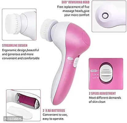 X Pulse 5 in 1 Portable Electric Facial Cleaner Battery Powered Multifunction Massager, Face Massager, Facial Machine, Beauty Massager, Facial Massager For Women (Pink)-thumb3