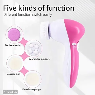 X Pulse 5 in 1 Portable Electric Facial Cleaner Battery Powered Multifunction Massager, Face Massager, Facial Machine, Beauty Massager, Facial Massager For Women (Pink)-thumb4