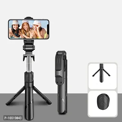 X Pulse Bluetooth Black XT02 360-Degree Rotating Multi-Function Retractable Mobile Phone Selfie Stick-thumb0