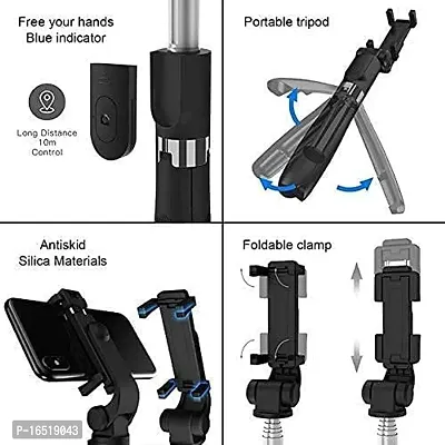 X Pulse Bluetooth Black XT02 360-Degree Rotating Multi-Function Retractable Mobile Phone Selfie Stick-thumb2