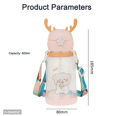 x pulse Deer horns for kids Drinking Water Bottles / Character Motifs / Cute Characters 600 ml Water Bottle  (Set of 1, Multicolor)-thumb3