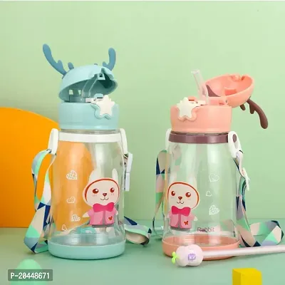 x pulse Deer horns for kids Drinking Water Bottles / Character Motifs / Cute Characters 600 ml Water Bottle  (Set of 2, Multicolor)