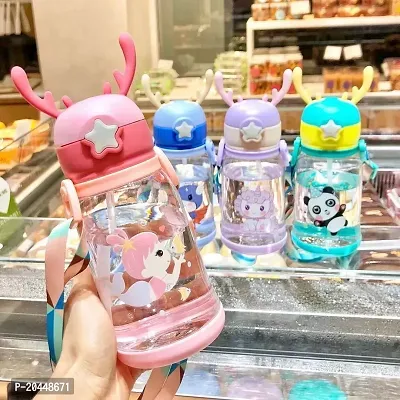 x pulse Deer horns for kids Drinking Water Bottles / Character Motifs / Cute Characters 600 ml Water Bottle  (Set of 2, Multicolor)-thumb3