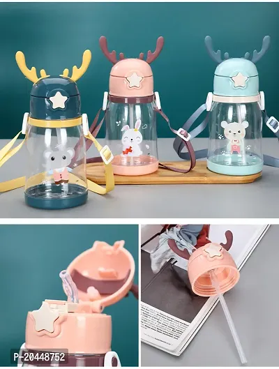 x pulse Deer horns for kids Drinking Water Bottles / Character Motifs / Cute Characters 600 ml Water Bottle  (Set of 3, Multicolor)