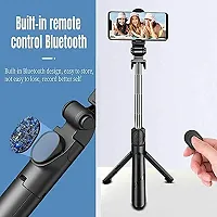 X Pulse R1s Bluetooth Selfie Sticks with Remote and Selfie Light, 3-in-1 Multifunctional Selfie Stick Tripod Stand Mobile Stand Compatible with All Phones (Black)-thumb1