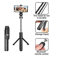 X Pulse R1s Bluetooth Selfie Sticks with Remote and Selfie Light, 3-in-1 Multifunctional Selfie Stick Tripod Stand Mobile Stand Compatible with All Phones (Black)-thumb2