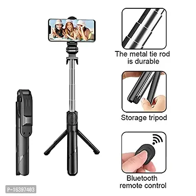 X Pulse R1s Bluetooth Selfie Sticks with Remote and Selfie Light, 3-in-1 Multifunctional Selfie Stick Tripod Stand Mobile Stand Compatible with All Phones (Black)-thumb3