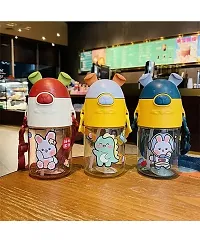 Cute Multicoloured Plastic BPA Free Water Bottle With Strap for Kids 550 ml-thumb2