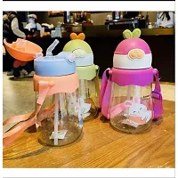 Cute Multicoloured Plastic BPA Free Water Bottle With Strap for Kids 650 ml-thumb2