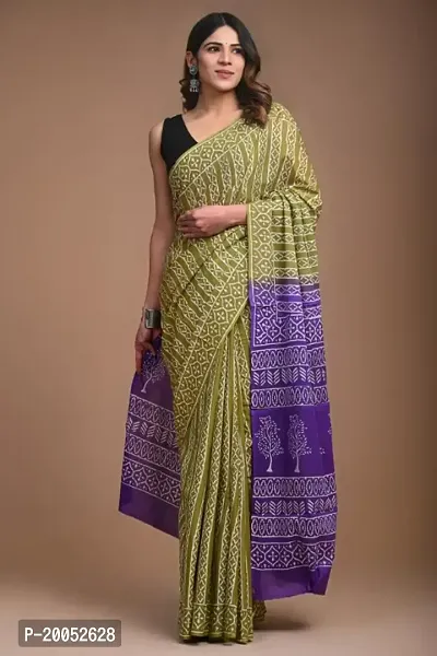 Women Beautiful Cotton Printed Sarees with Blouse piece