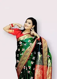 Stunning Silk Blend Jacquard Women Saree with Blouse Piece-thumb1