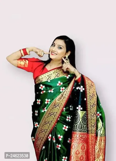 Stunning Silk Blend Jacquard Women Saree with Blouse Piece-thumb2