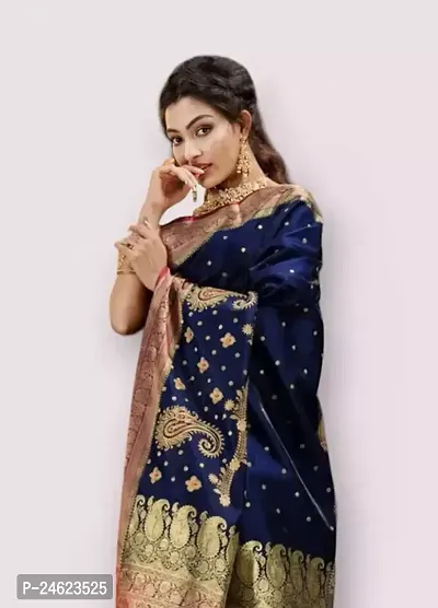 Stunning Silk Blend Jacquard Women Saree with Blouse Piece