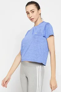 Comfort Fit Cropped Active T-shirt in Sky Blue Melange-thumb1