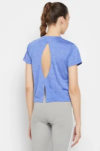 Comfort Fit Cropped Active T-shirt in Sky Blue Melange-thumb3