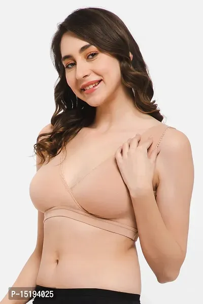 Non-Padded Non-Wired Full Cup Slip-On Maternity Bra in Nude Colour - Cotton