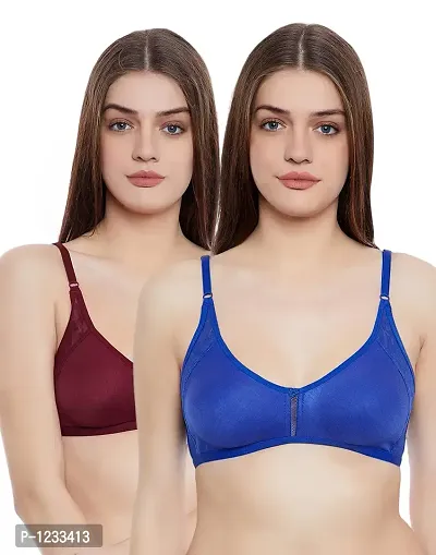 Pack of 2 Non Padded Wirefree Multicolored Full Coverage Bras