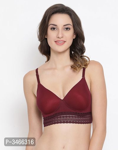 Lace Padded Non-Wired Longline Bralette with Racerback In Purple-thumb0