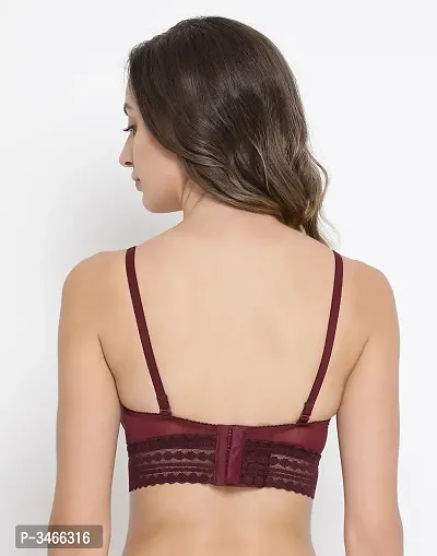 Lace Padded Non-Wired Longline Bralette with Racerback In Purple-thumb4