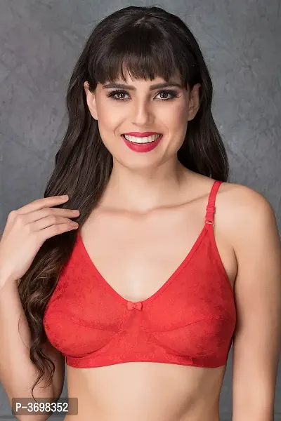 Chic Non-padded Wirefree Bra In Red