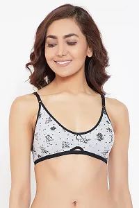 Cotton Rich Non-Padded Non-Wired Floral  Polka Print Bra-thumb1