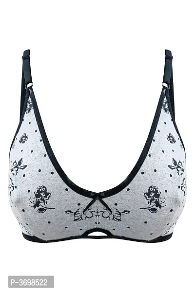 Cotton Rich Non-Padded Non-Wired Floral  Polka Print Bra-thumb0